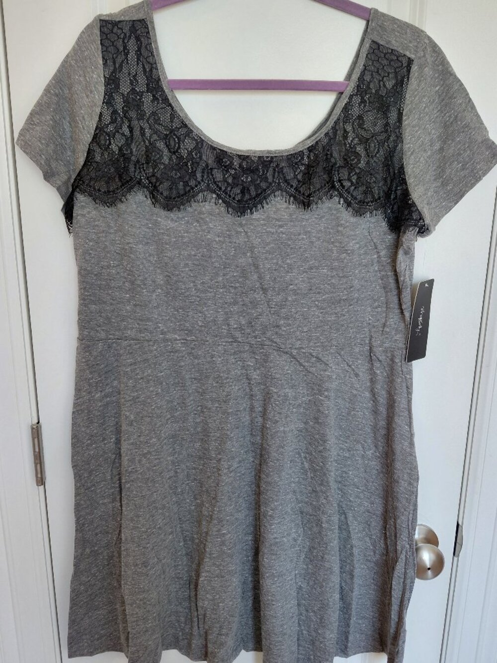 Gray & Black Lace Mini Dress